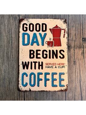 Wall Hanging Sign Metal Sign Kitchen Decor Gift for Coffee Lover NEW FAST SHIP
